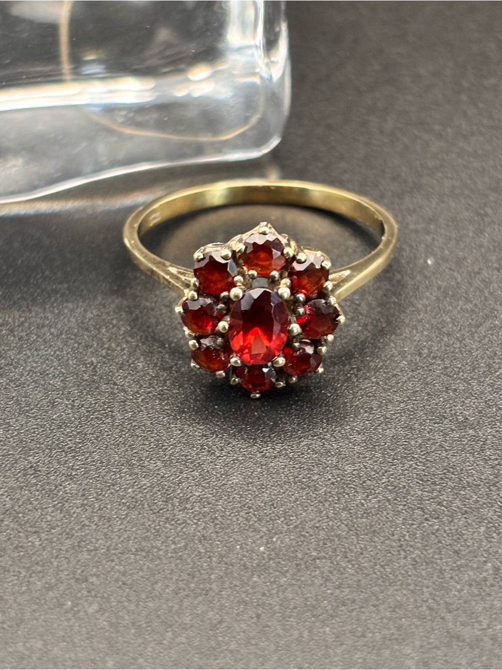Vintage 8K Yellow Gold Natural Garnet Cluster Ring Size 9